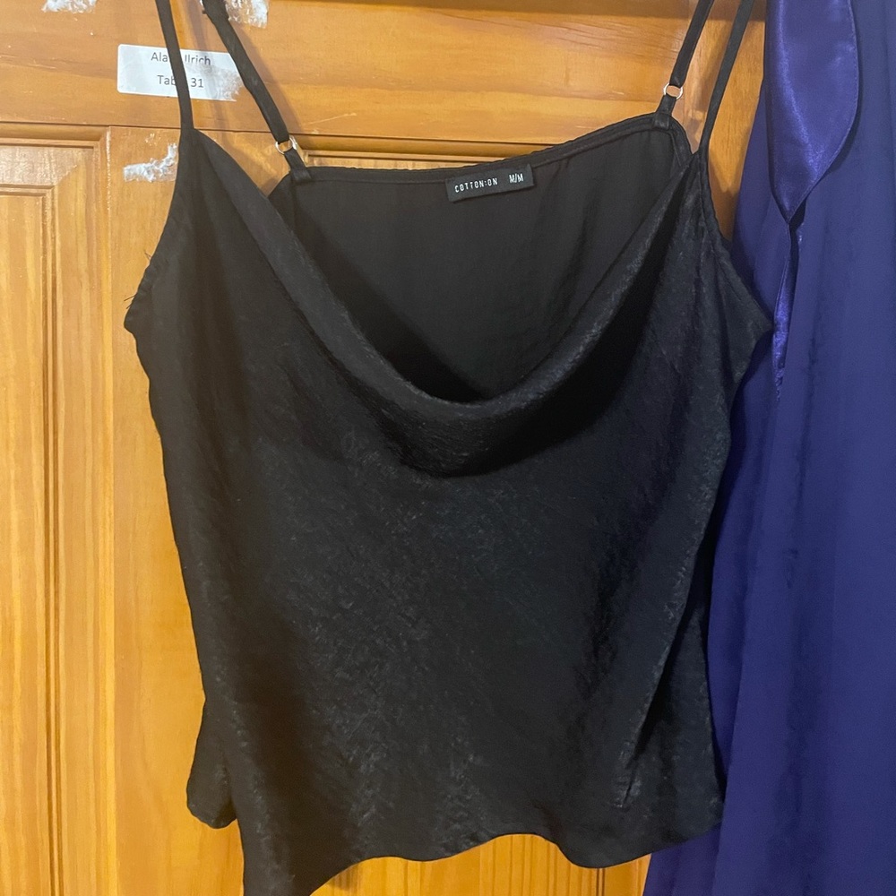 Silky cowl neck tank black